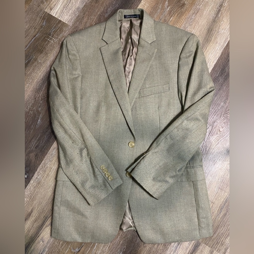 Lauren Ralph Lauren Wool Herringbone Tan Brown 2 Button Blazer Sports Coat